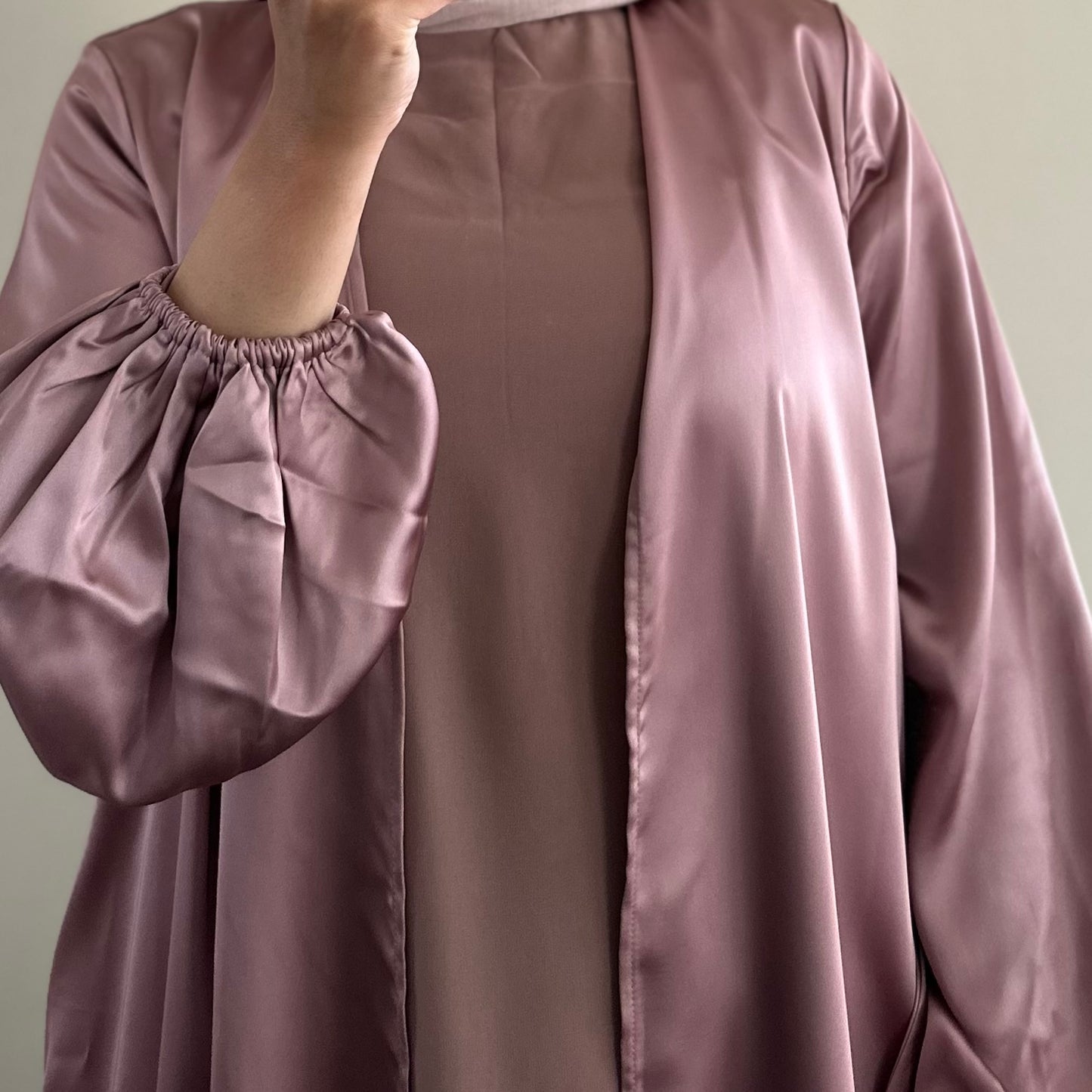 Balloon Sleeve Abaya - Pink