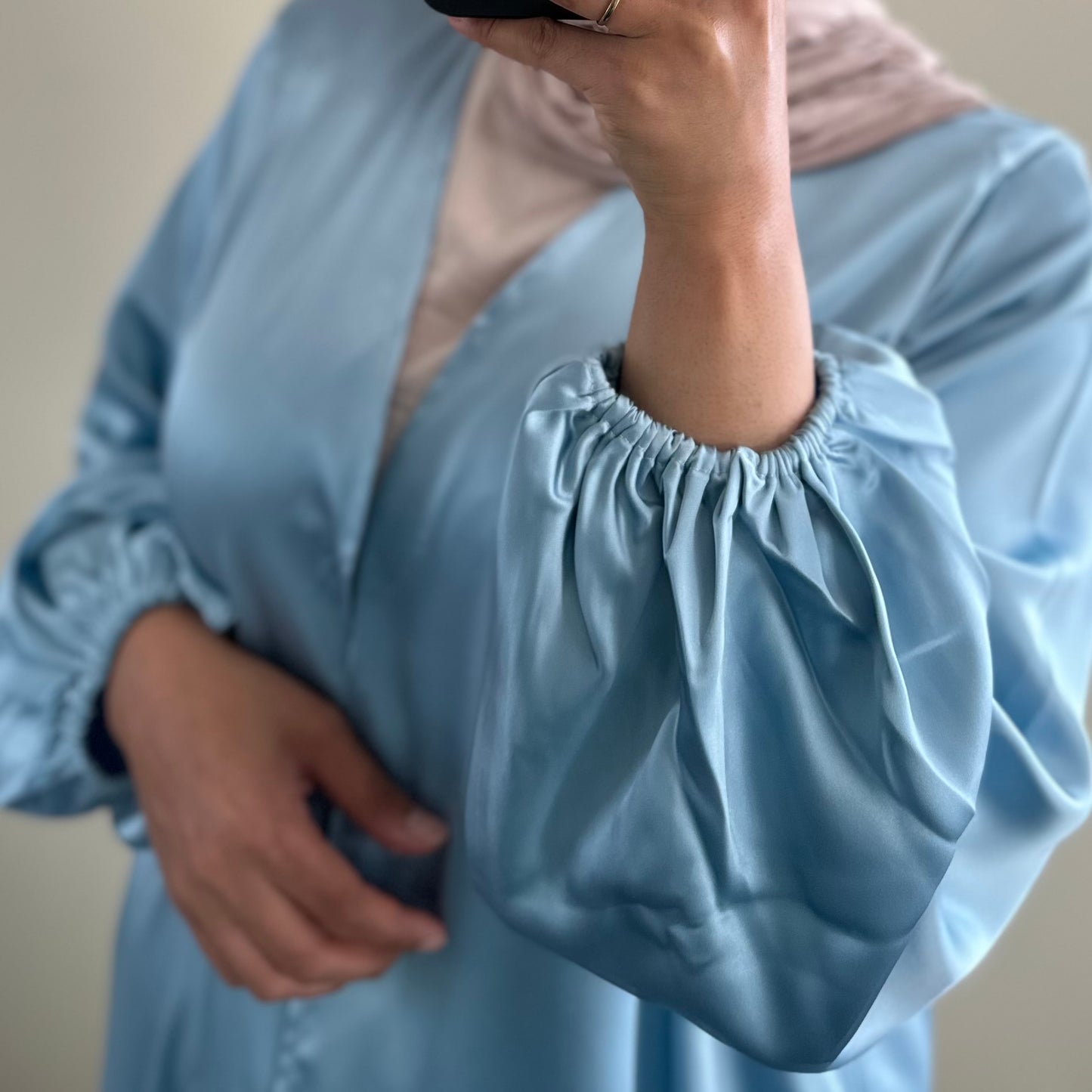 Balloon Sleeve Abaya - Blue
