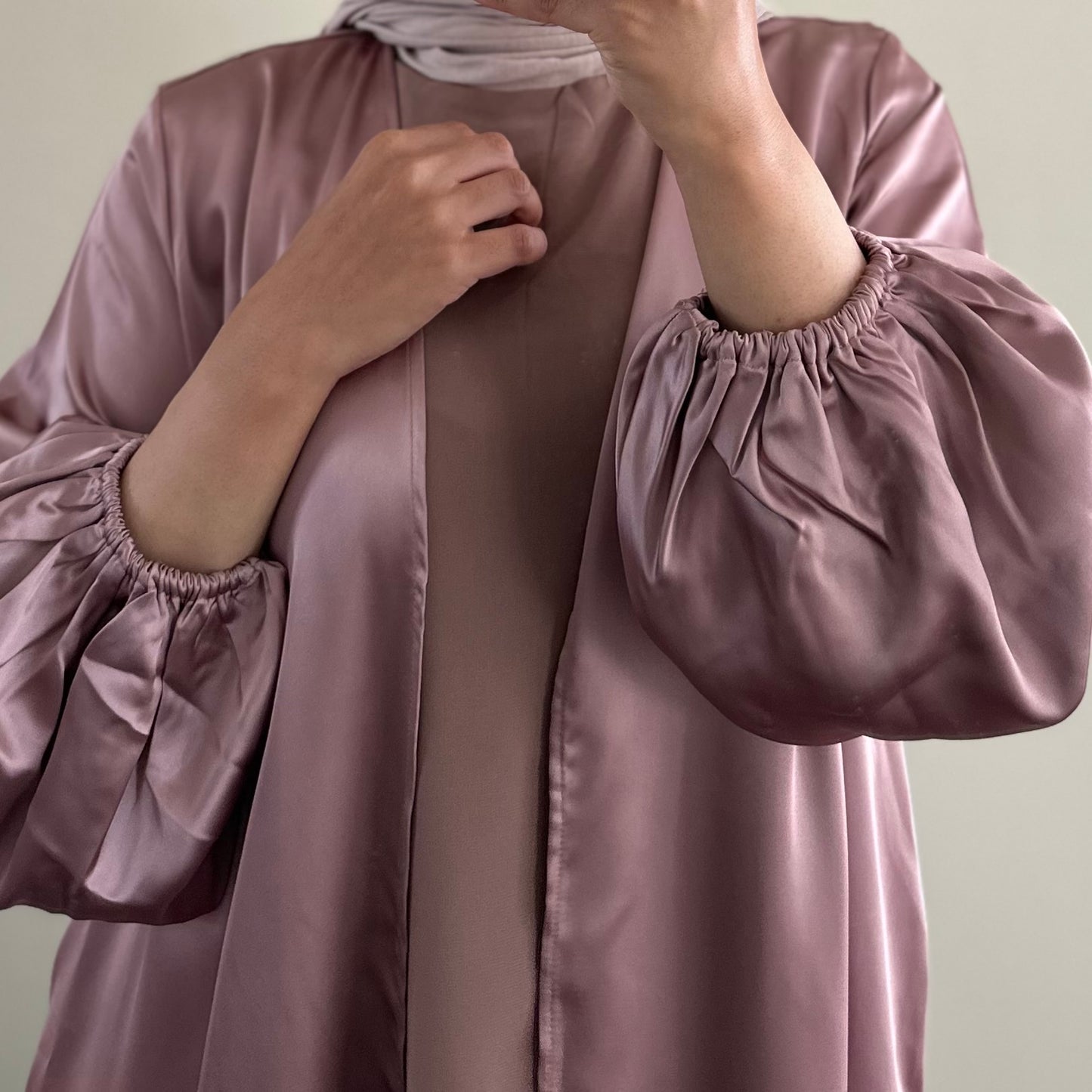 Balloon Sleeve Abaya - Pink