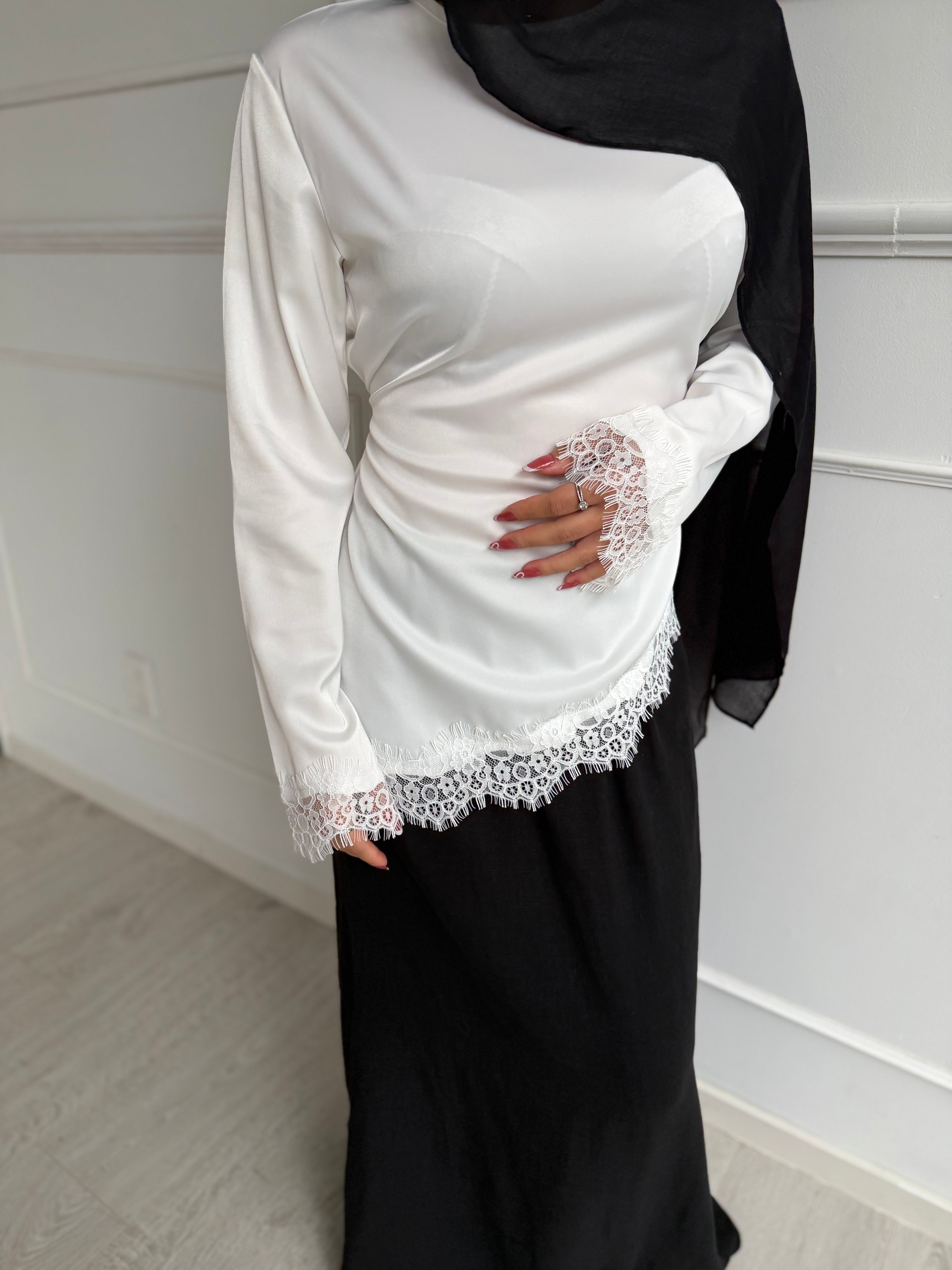Asma Lace Top - Pearl