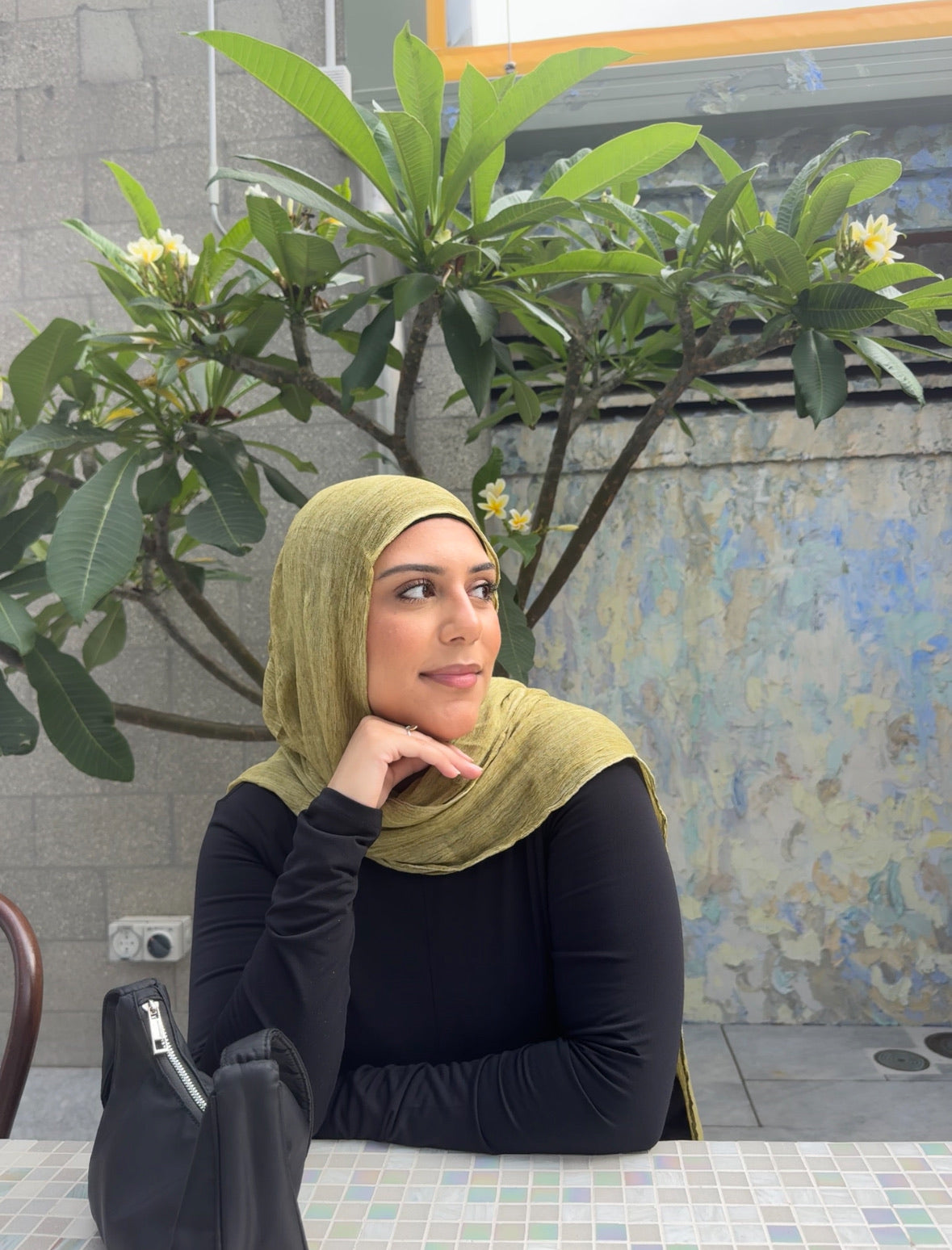 Rayon Crinkle Hijab Set - Matcha