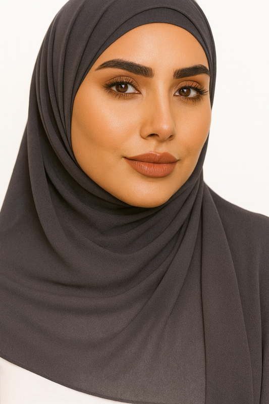 Chiffon Hijab Set - Charcoal Grey