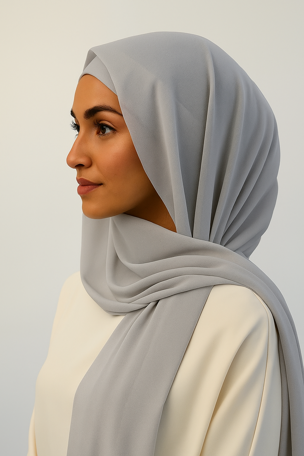 Chiffon Hijab Set - Light Grey