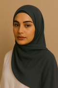 Chiffon Hijab Set - Dark Grey