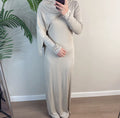 Long Sleeve Slip Dress - Light Grey